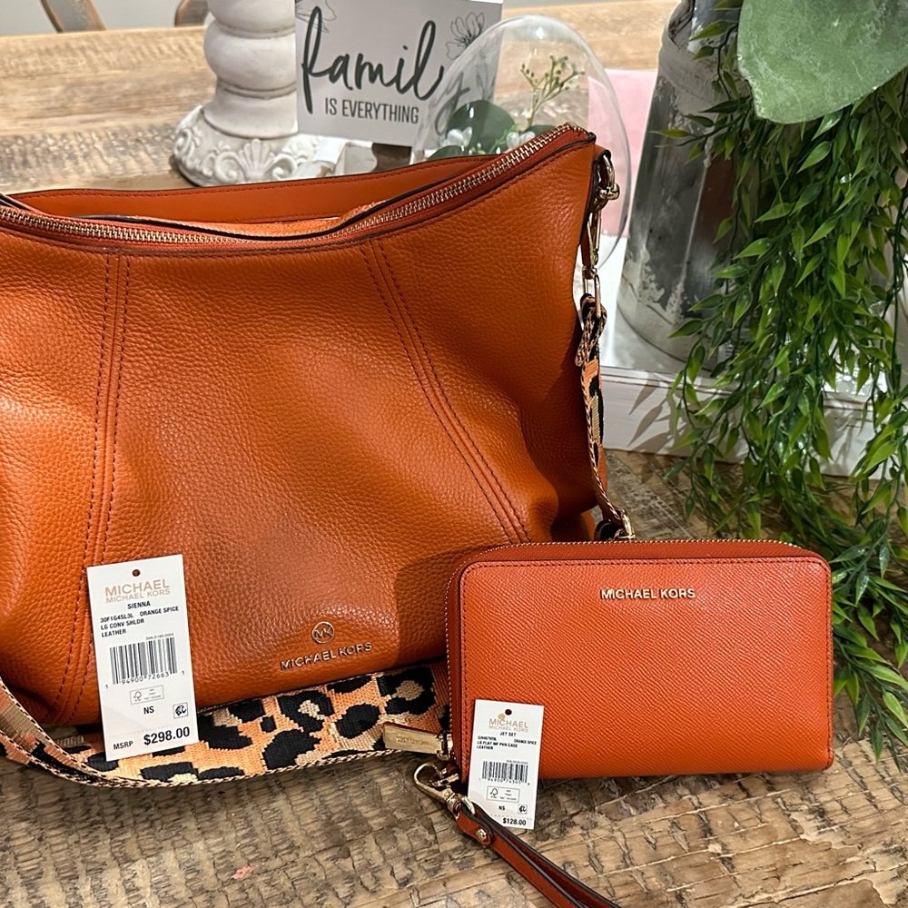 Michael Kors Orange Spice Leather Bag